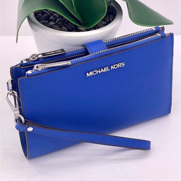 Michael Kors DoubleZip Wallet Wristlet Electric Blue - Picture 2 of 10